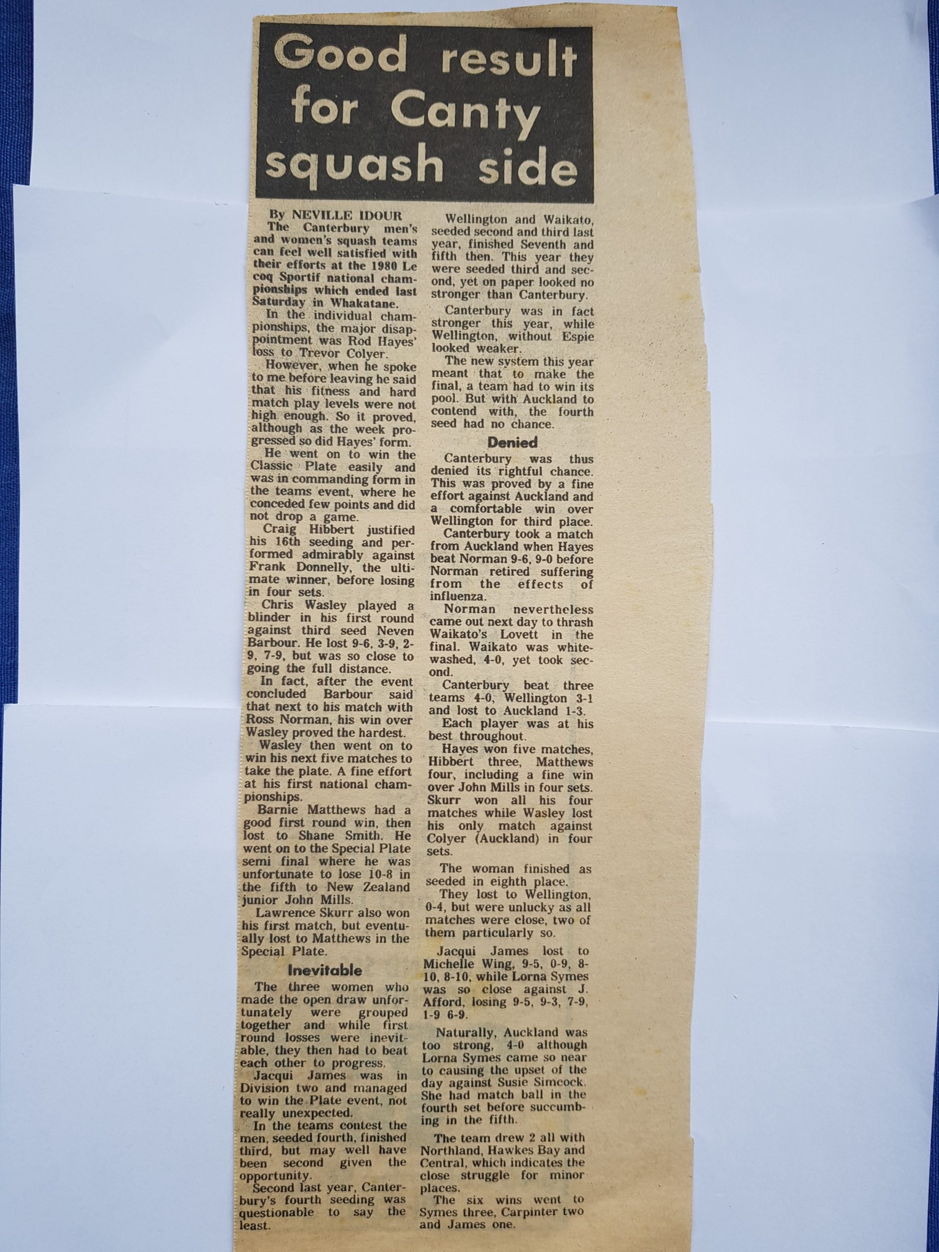 1980 squash nationals Whakatane