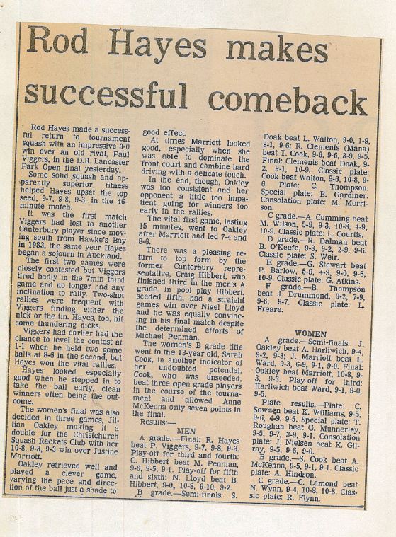 Lancaster Park squash open finals